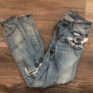 AE ripped jeans w patches